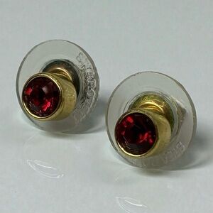 Vintage Swarovski Signed Swan Red Crystal Stud Earrings